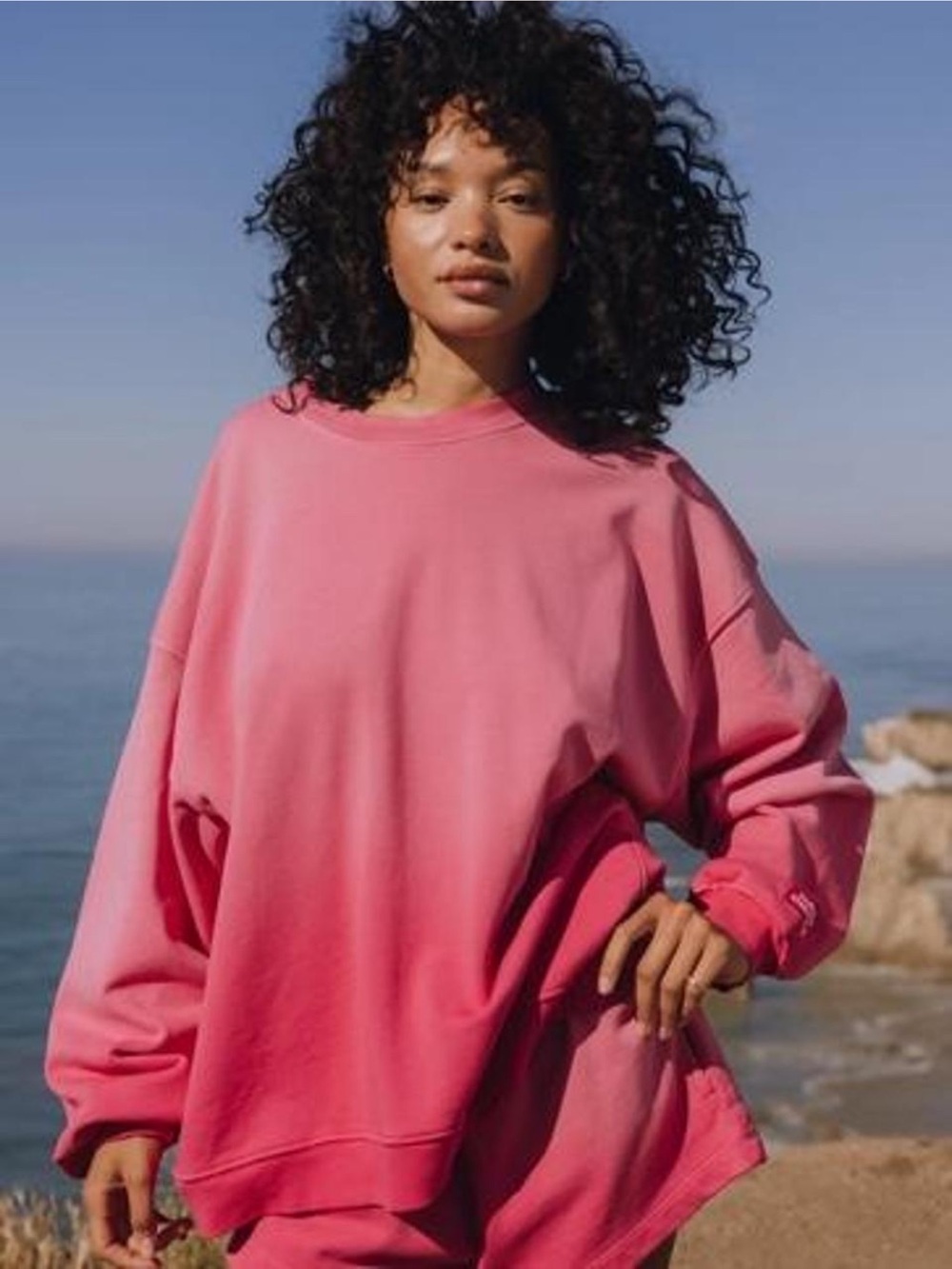 Daily Drills Pink Ombre Oversized Crew Sweatshirt NWT